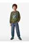 Dinosaur Printed Crew Neck Long Sleeve Oversize Sweatshirt