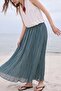 Petrol Green Pleated Skirt