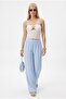 Women's Maja 100% Cotton Muslin Blue Trousers with Elastic Waist - 4