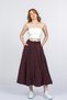 Women's Summer Burgundy Avielle Lycra Parachute Fabric Lined Balloon Skirt 6887 - 4
