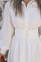 White Waist-Corsaged Scallop Dress - 4