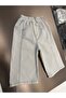 Girl's Oversize Cotton Ecru Contrast Stitched Wide Leg Pants - 3