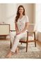 Summer Lycra Women's V-Neck Bow-Decorated Pajama Set - 2