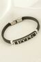 Turkish Written Leather Steel Bracelet - Black