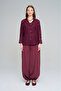 Women's Polka Dot Patterned and Flowy Burgundy Shirt - 3