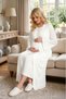 New Season Ecru Maternity Summer Full Length Design Double Breasted Short Sleeve Stylish Dressing Gown Nightgown Set of 2 - 3