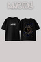 Sun Moon Design Back Printed Cotton Black Oversize T-Shirt