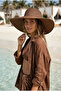 Straw Wide Brim Brown Knitted Patterned Fashionable and Functional Hat Sun Protection Hsr2005 - 3