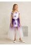 Purple Girls' Evening Dress with Floral Tulle Skirt