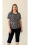 Multi-Colored Patterned Viscose Short Sleeve Plus Size Capri Set - 4