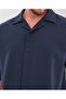Men's Navy Blue Linen Suit Oversize Shirt & Trousers 2-Piece Set Lace-Up Casual Summer Combination - 7