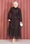 Ruffled Skirt Polka Dot Blouse Skirt Set Brown - 3