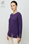 Women's Plum Spiral Stripe Patterned Lace Embroidered Stoned Slit Lycra Mother Combed Cotton Blouse - 2