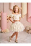 Embossed Flowered Tutu Skirt and Cropped Top Girls' Set