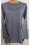 Er Clothing Combed Cotton Blouse Long Sleeve Crew Neck Stone Gray - 3