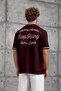 Men's T-Shirt Dp Bi̇si̇klet Yala Tri̇ko Burgundy Oversize Knitwear Fabric Crew Neck - 3