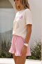 Women's Plaid Patterned Ruffled Elastic Waist Summer Shorts Pink – Comfortable Fit, with Pockets - 3