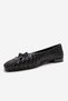 Garen Black Knitted Genuine Leather Bowknot Women's Ballerina Shoes - 6