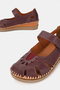 Women's Burgundy Genuine Leather 35-41-42 Size Strapped Flat Wedge Heel Side Open Sandals - 3