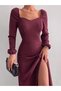 Women's Slit Detailed Long Stylish Dress - 4