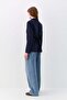 Polo Collar Sweatshirt with Waist Tie Detail, Navy Blue - 5