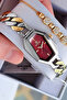 Premium Rectangular Women's Wristwatch Steel Band Japanese Mechanism Gift with Special Box Hmby2061C1 - 2