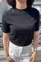 Women's Crew Neck Short Sleeve Buttoned Over-The-Shoulder Slim Fit Knitwear Sun352 - 2