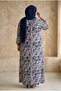 Plus Size Polka Dot Viscose Hijab Dress - Navy Blue & Ecru - Comfortable Fit, Spring Season - 4