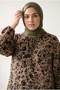 Plus Size Polka Dot Viscose Hijab Dress - Black & Brown - Comfortable Fit, Spring Season - 2