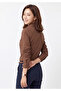 Cappuccino Brown Slim Fit Basic Women's Shirt with Pockets at the Waist - 5