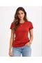 Women's Flam Fabric Melange Textured Regular Fit T-Shirt Crew Neck Summer T-Shirt - Tile Mariposa Se - 3