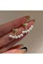 Gold Color Heart Pearl Design Tarnish Resistant Steel Earrings - 3