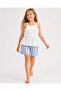 Girl's Top and Bottom Set Ecru Blouse Blue Striped Shorts - 3