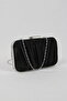 Women's Black Pleated Evening Dress Handbag with Chain Strap Clutch - 7