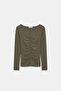 32600 Women's Gathered Boat Neck Top Blouse - 5