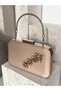 Beige Color Z.A.R.A. Satin Crystal Stone Embroidered Chain Women's Evening Dress Bag Wedding Engagement Graduation - 2