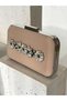 Beige Color Z.A.R.A. Satin Crystal Stone Embroidered Chain Women's Evening Dress Bag Wedding Engagement Graduation - 2