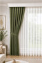 1/3 Regular Pleated Background Curtain Khaki 100X250 cm (260/270 Length Options) Single Panel Soft Fabric Modern Decorative Living Room Curtain - 2