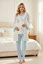 New Season Double-Breasted Maternity Pajama Set with Ruffle Collar and Dressing Gown