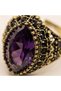 Bronze Vintage Women Ring Authentic Copper Jewelry Purple Crystal Stone Lilac Adjustable - 4