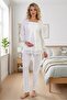 New Season Women's Ecru Lace Buttoned Special Design 100% Cotton Maternity Pajama Set - 3