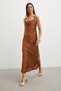 Thin Straps and Back Detail Satin Dress - 5
