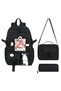 Kawaii Korean Style School Bag with Accessories for Girls and Boys First Quality Fully Lined Toy Accessory Set of 3 Korean Style Backpack + Lunch Bag + Pencil Case Bag - 2