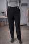 Black High-Waisted Classic Trousers with Shiny Belt Detail - 2