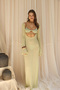 Merry Low-Cut Green Long Knit Dress - 2