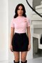 Women's Short-Sleeved T-Shirt with Gold Buckle Detail, Gathered Half Turtleneck, Sandy Lycra Stylish Blouse