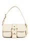 Women's White Patterned Faux Leather Shoulder Bag with Buckle Detail - 3