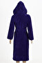 Hooded Navy Blue Women'S/Men's Unisex Home, Hotel, Spa, Bath Robe One Piece (Red Inside) - 4