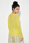 Women's Yellow Openwork Casual Mercerized Premium Knitwear Blouse Tk261051 60286233 - 4