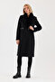 Fur Collar Pocket Detailed Cashmere Coat Black 13092 - 5